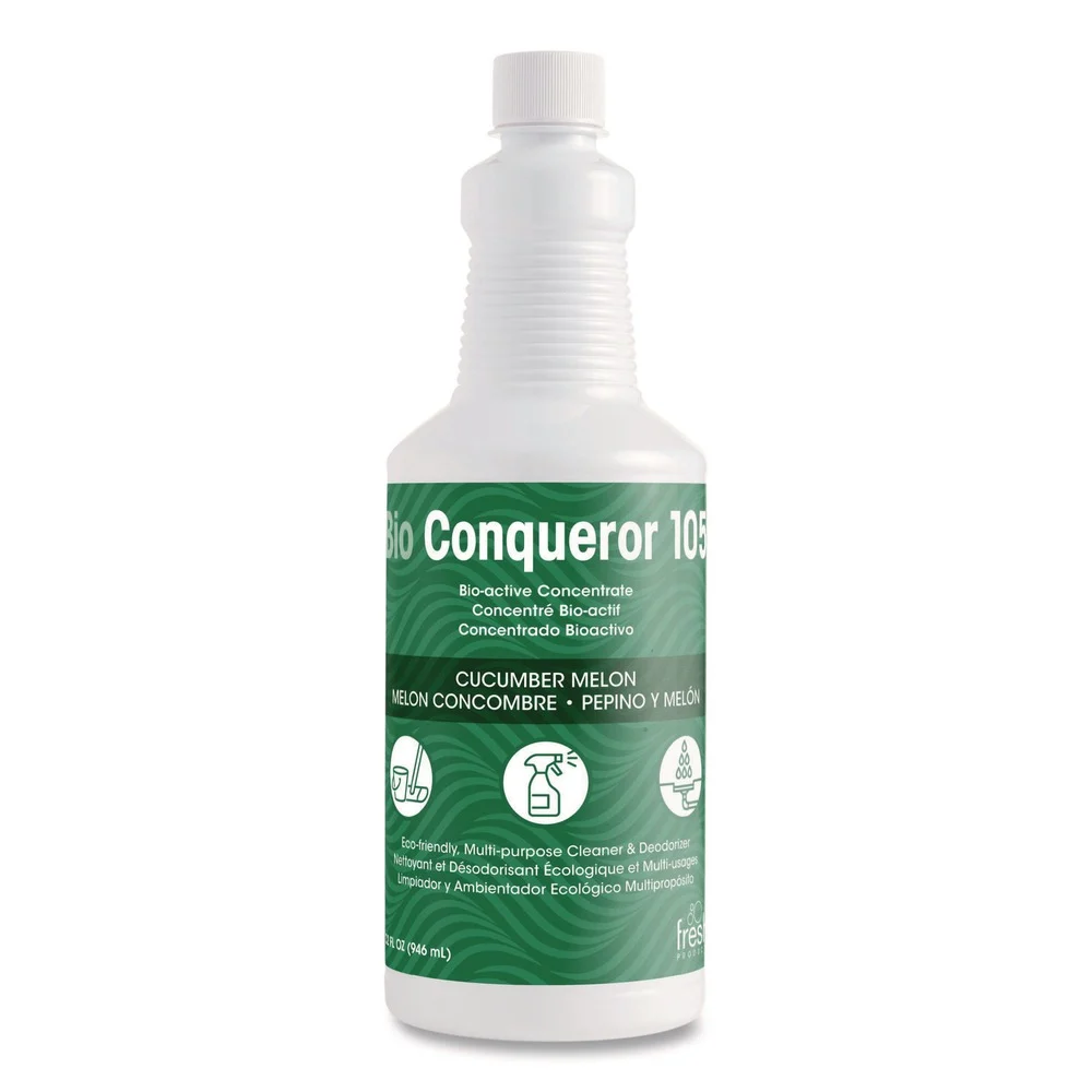 Fresh Products 105Q-F-000I012M-02 Bio Conqueror 105 32 oz. Bottle Enzymatic Odor Counteractant Concentrate - Cucumber Melon