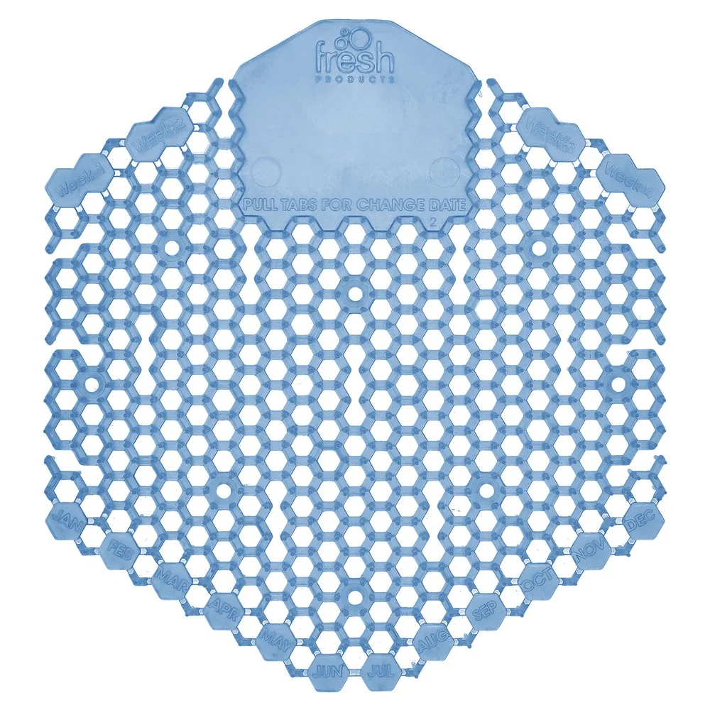 Fresh Products Wave 3D Urinal Deodorizer Screen - Blue, Cotton Blossom Scent (10/Box, 6 Boxes/Carton)
