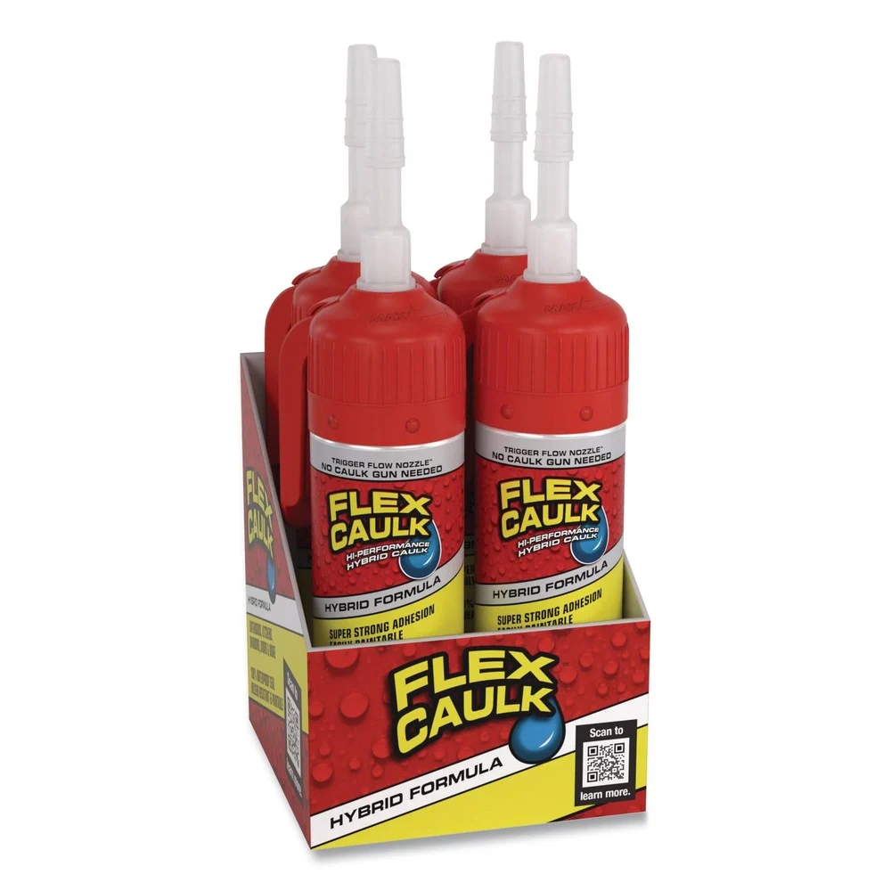 Flex Seal Products 3 oz Flex Caulk Hi-Performance Hybrid Caulk - Dries Clear (4/Carton)