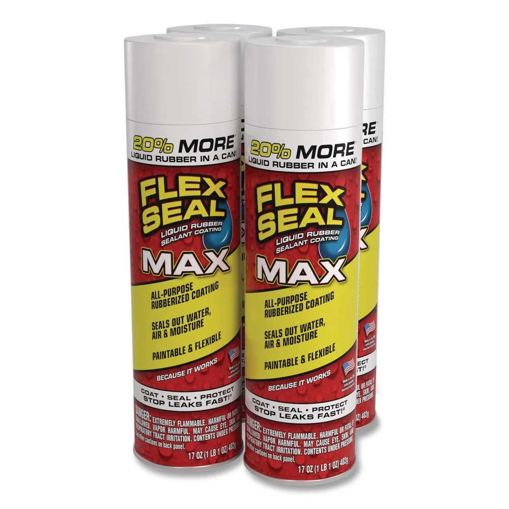 Flex Seal Products 17 oz Flex Seal Liquid Rubber Sealant Coating MAX Aerosol - Dries Clear (4/Carton)
