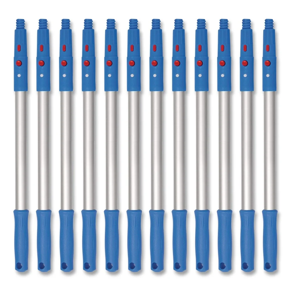 Gritt Commercial 20 in. Aluminum Extension Pole with Click/Lock Adapter Cone - Blue/Silver (12/Pack)