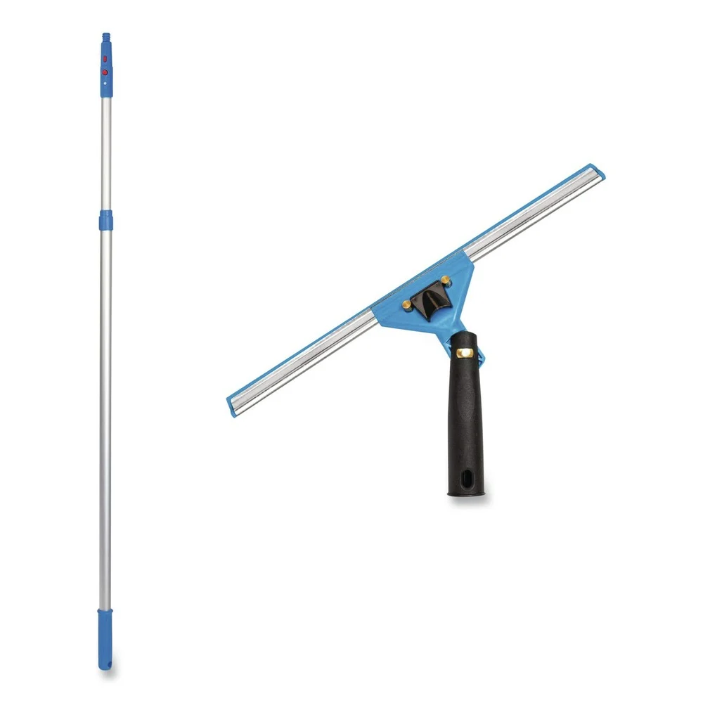 Gritt Commercial Pro Window Washing Kit with Swivel Squeegee and 6 ft Telescopic Pole, 14-in Wide Blade