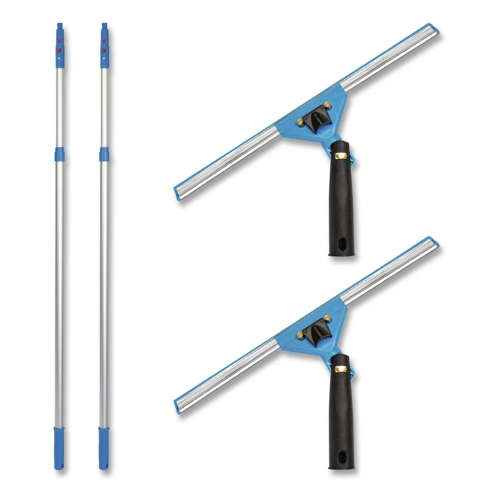 Gritt Commercial Pro Window Washing Kit with Swivel Squeegee and 6 ft Telescopic Pole, 14-in Wide Blade, 2/Kit