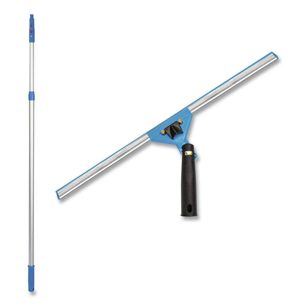 Gritt Commercial Pro Window Washing Kit with Swivel Squeegee and 6 ft Telescopic Pole, 18-in Wide Blade