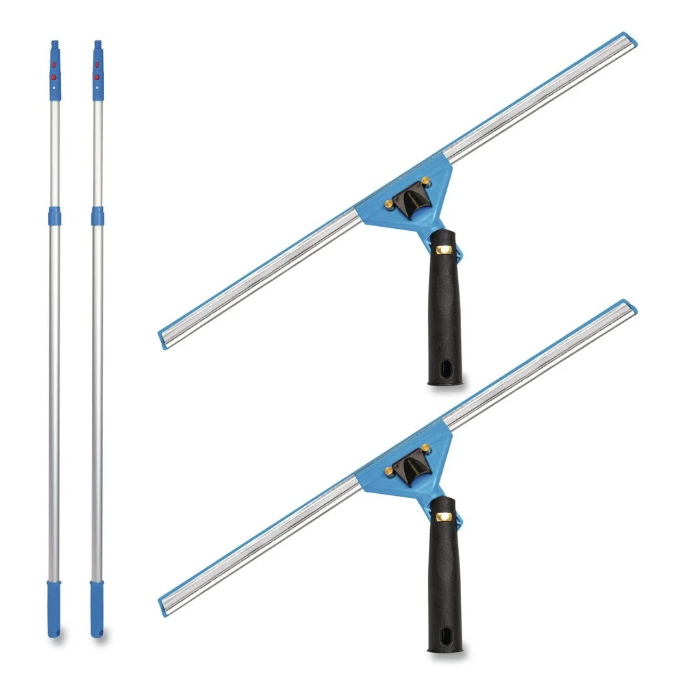 Gritt Commercial Pro Window Washing Kit with Swivel Squeegee and 6 ft Telescopic Pole, 18-in Wide Blade, 2/Kit