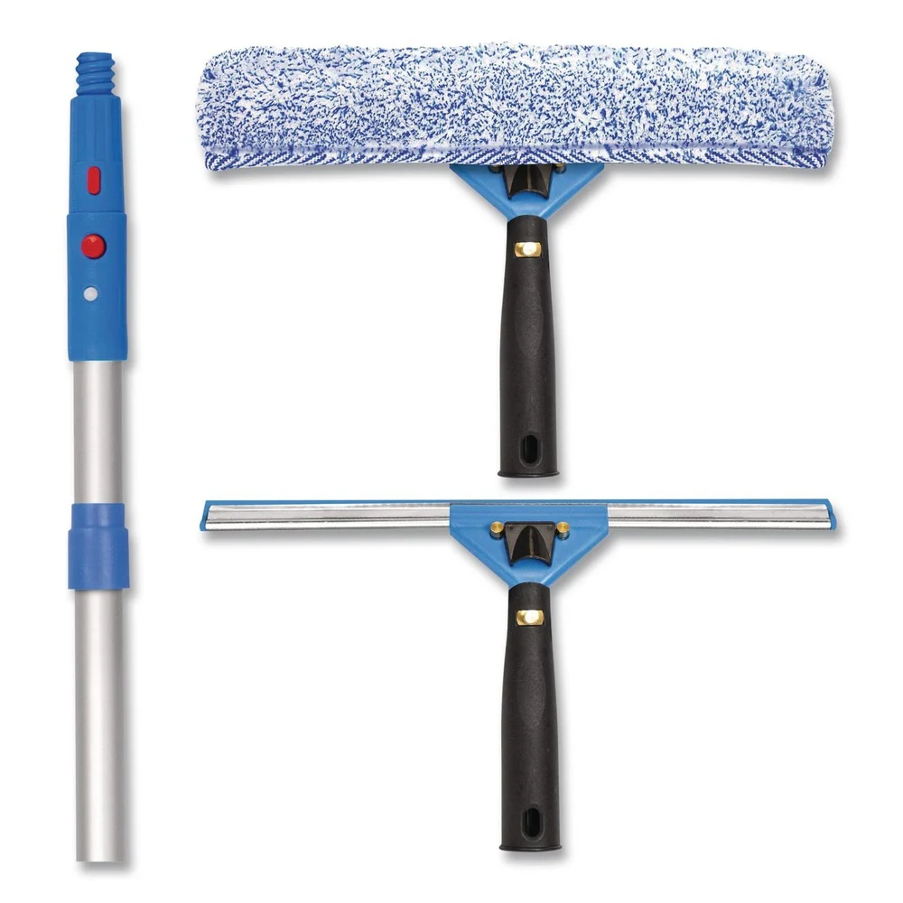 Gritt Commercial Pro Window Washing Kit with Squeegee, Washer and 6 ft Telescopic Pole, 14-in Wide