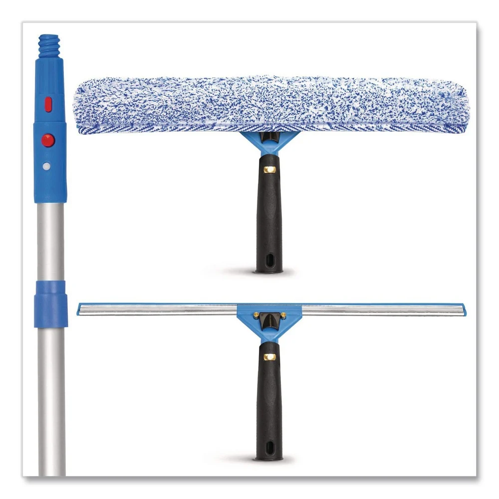 Gritt Commercial Pro Window Washing Kit with Squeegee, Washer and 6 ft Telescopic Pole, 18-in Wide Blade