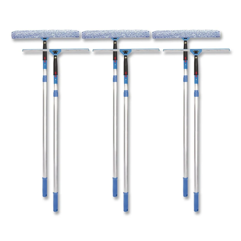Gritt Commercial Pro Window Washing Kit with Squeegee, Washer and 6 ft Telescopic Pole, 18-in Wide Blade, 3/Kit