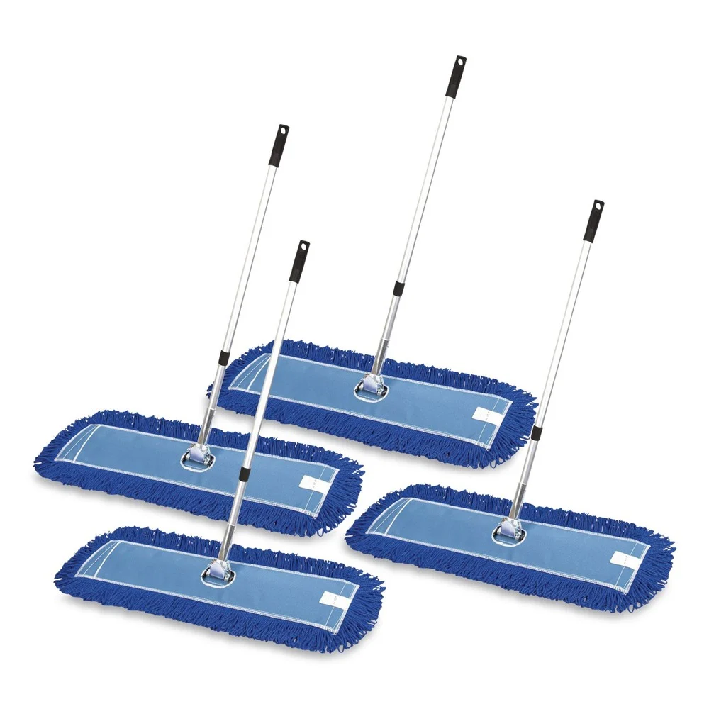 Gritt Commercial 36 in. x 5 in. Microfiber Head 40 in. to 72 in. Silver Aluminum Handle Dust Mop with Telescopic Handle - Blue (4/Kit)
