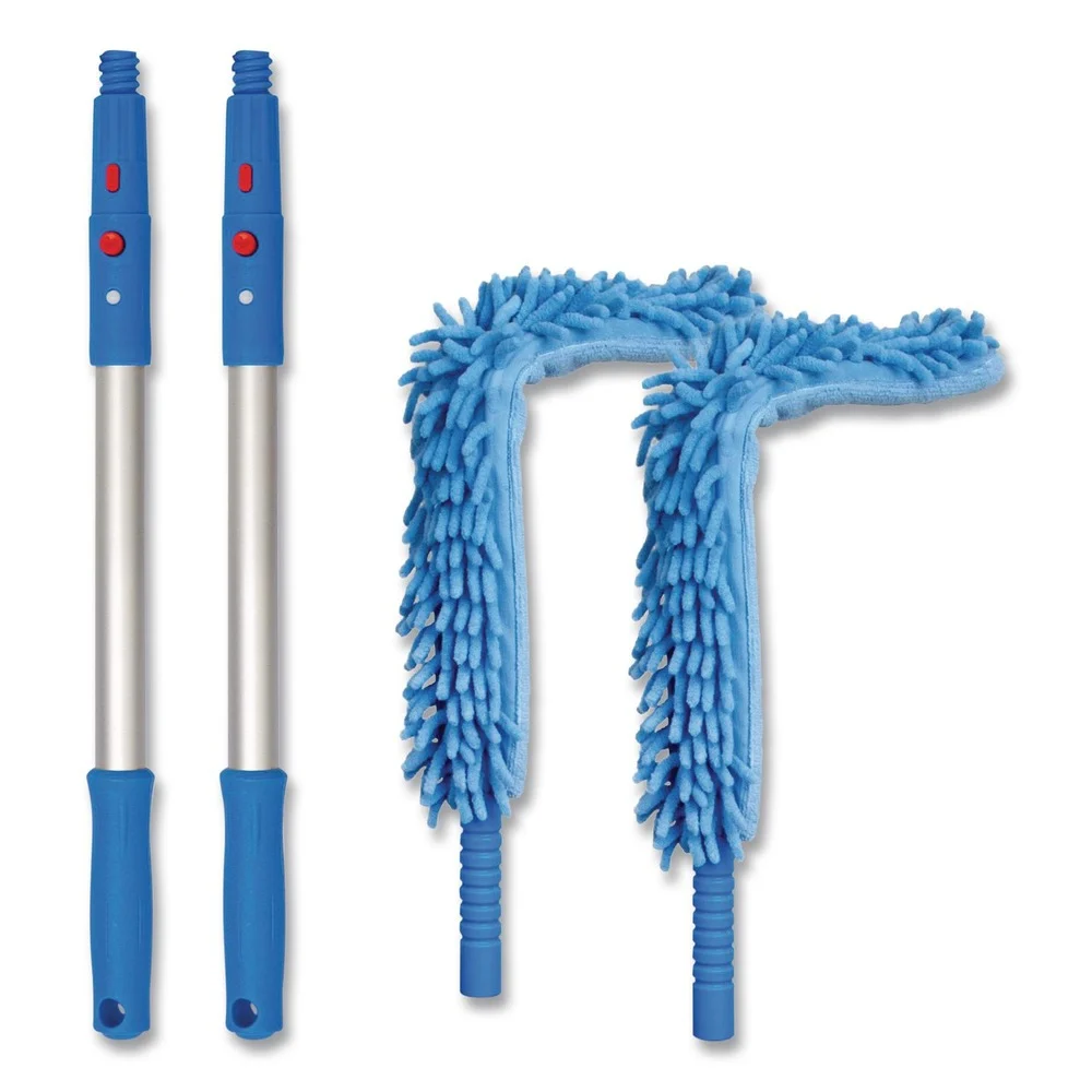 Gritt Commercial 20 in. Pole Flexible Wand Duster with Microfiber and Chenille Sleeve (2/Kit)