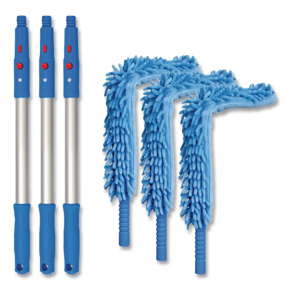 Gritt Commercial 20 in. Pole Flexible Wand Duster with Microfiber and Chenille Sleeve (3/Kit)