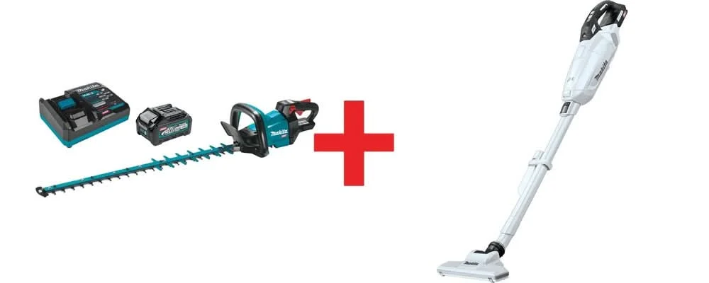 Makita 40V max XGT Brushless 30" Hedge Trimmer Kit (4.0Ah) with 4-Speed Compact Stick Vacuum
