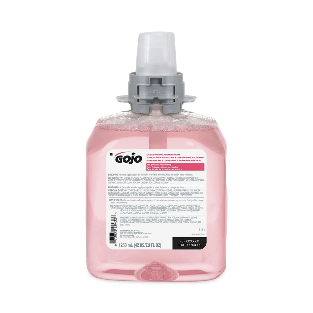 GOJO Industries 5161-04 1,250 mL Luxury Foam Handwash Refill For FMX-12 Dispenser - Cranberry Scent