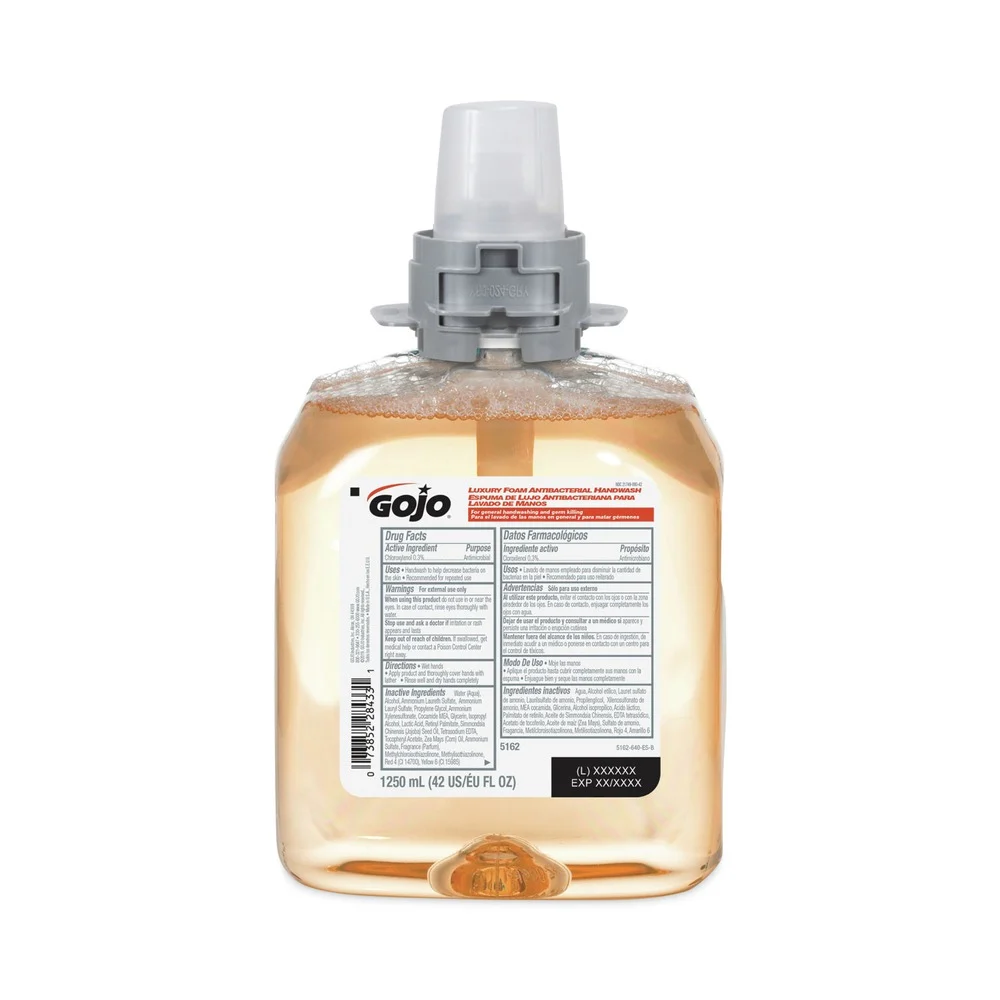 GOJO Industries 5162-03 1,250 mL Luxury Foam Antibacterial Handwash Refill for FMX-12 Dispenser - Fresh Fruit Scent