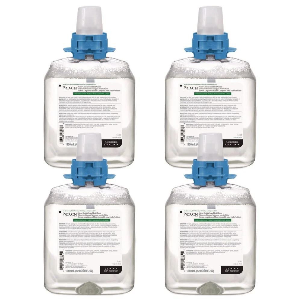 PROVON 5182-04 1250 mL Green Certified Foam Hand Cleaner Refill - Fragrance-Free (4/Carton)