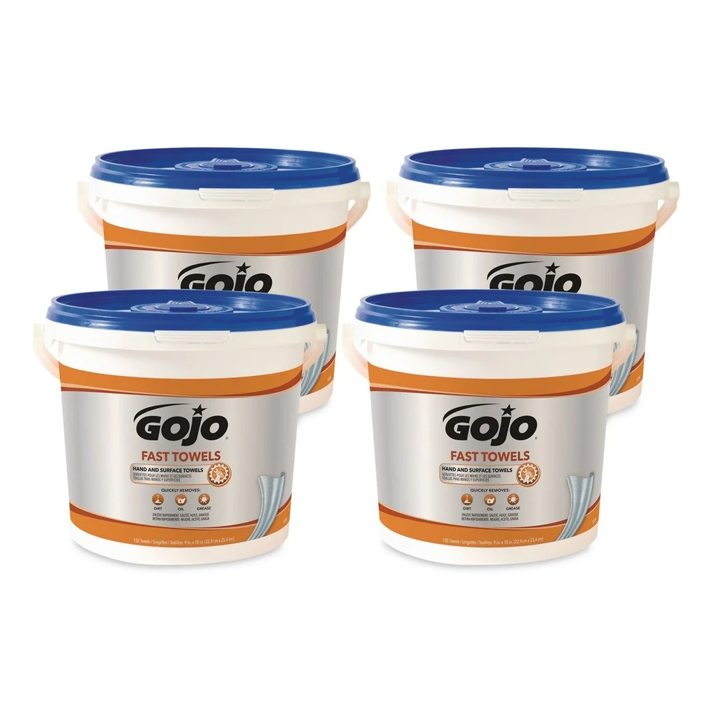 GOJO Industries 6298-04 FAST TOWELS 9 in. x 10 in. Hand Cleaning Towels - Fresh Citrus Blue (4/Carton)