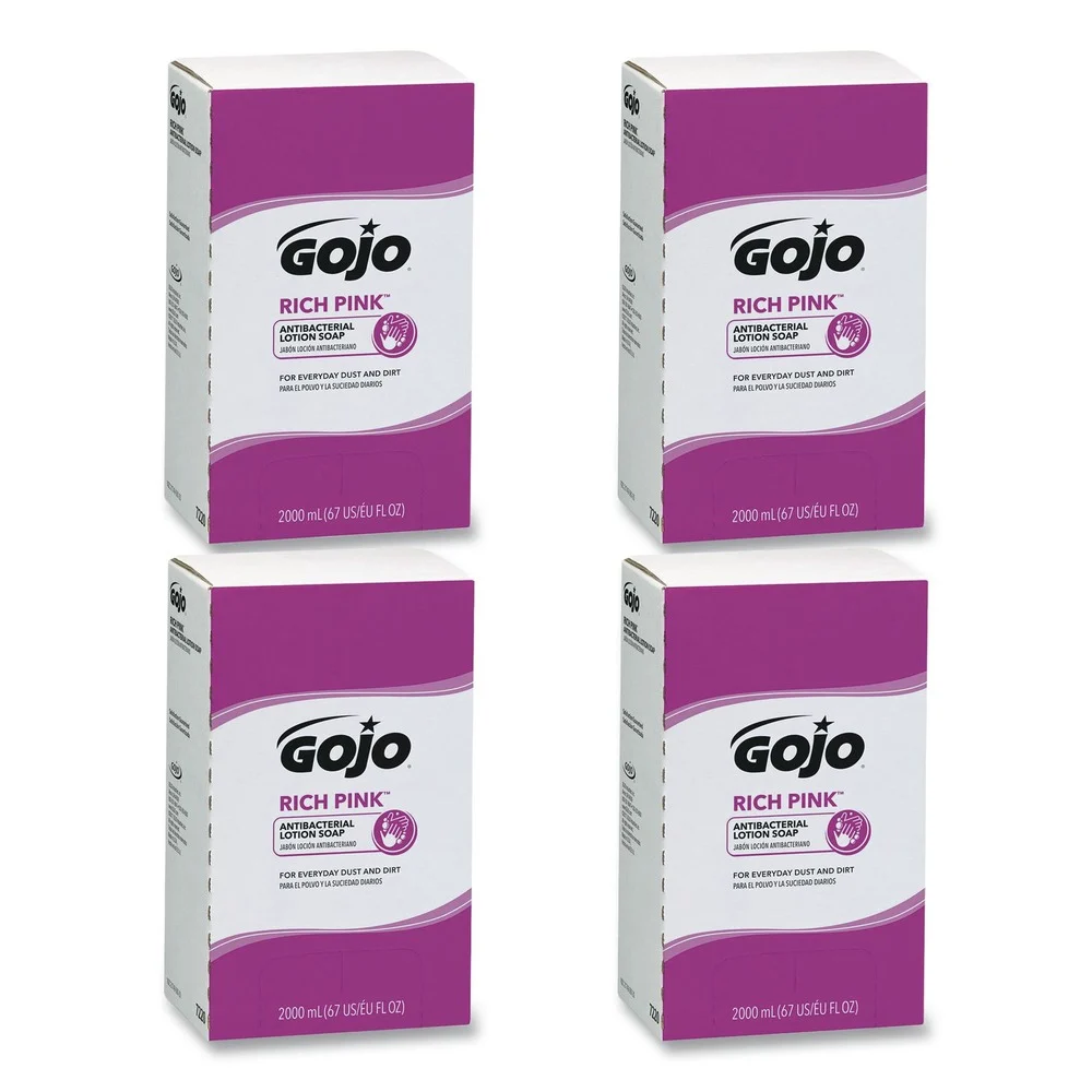 GOJO Industries 7220-04 RICH PINK Floral Scent 2000 mL Antibacterial Lotion Soap Refill for PRO TDX Dispenser (4/Carton)