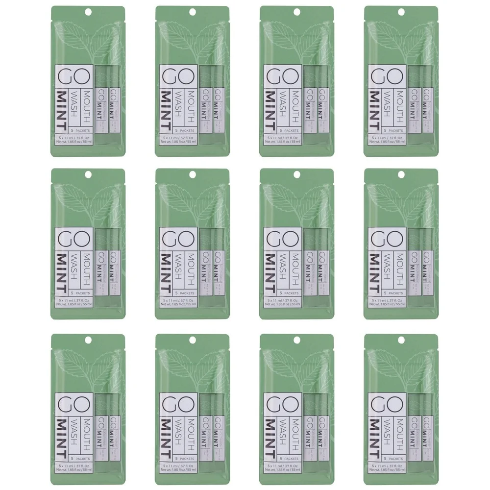 Go Mouthwash 0.37 oz Individual Mouthwash Packets - Mint Flavor (12/Box)