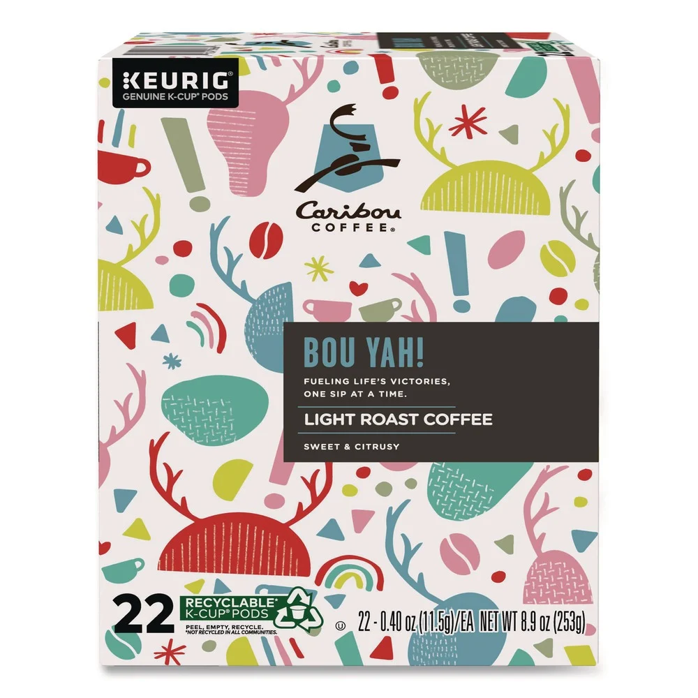 Caribou Coffee 5000368779 Bou Yah Light Roast K-Cup Pods (22/Box)