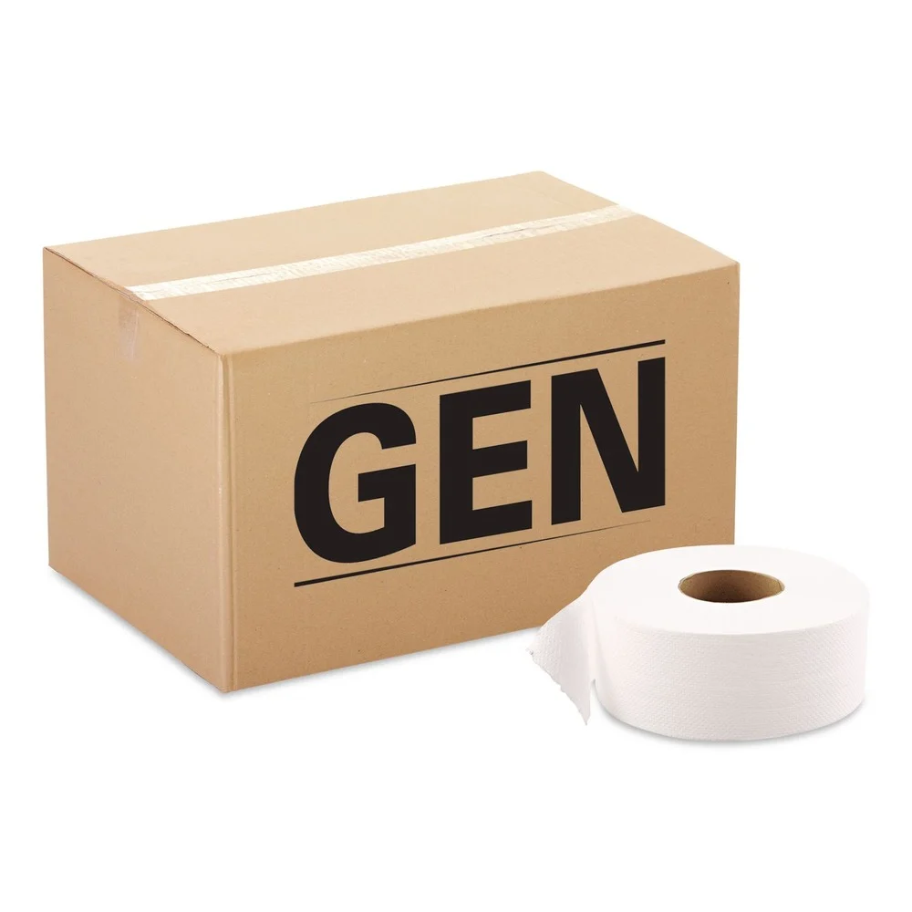 GEN 3.3 in. x 1200 ft. 1-Ply JRT Septic Safe Jumbo Bath Tissue - White (12/Carton)