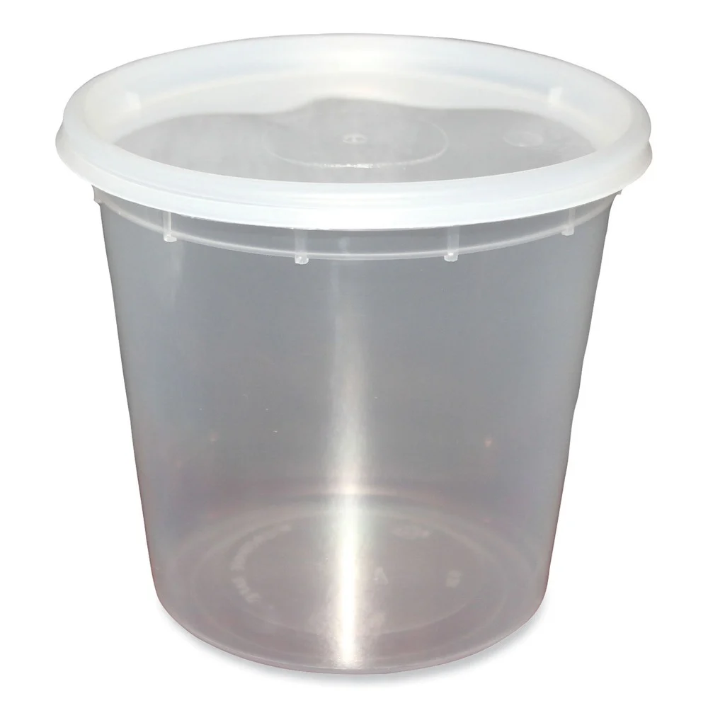 GEN 24 oz. Plastic Container with Lid - Clear (240/Carton)