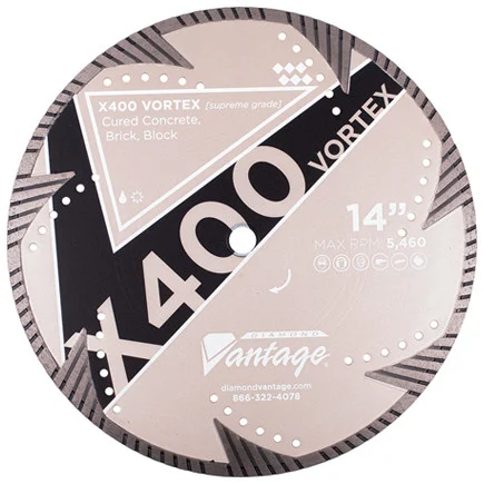 Diamond Vantage X400 VORTEX SERIES 14 x .125 x 20mm Conc/Mas, Supreme Grade, Turbo Rim Blade