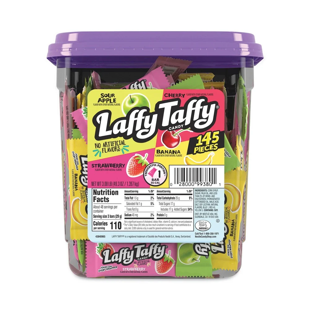 Nestle 788749 3.08 lbs. Tub Laffy Taffy - Assorted Flavors