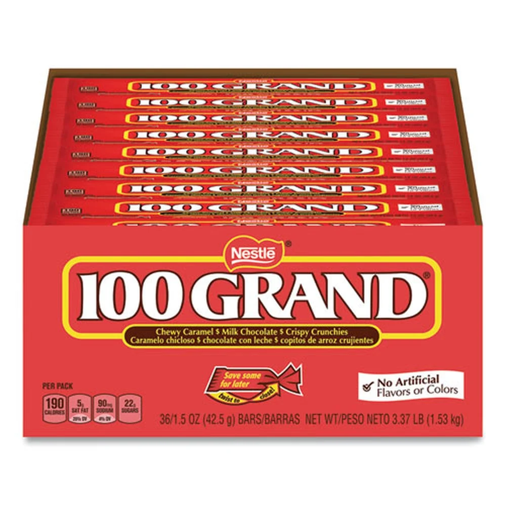 100 GRAND 11000599 1.5 oz. Chocolate Candy Bars - Full Size (36/Carton)