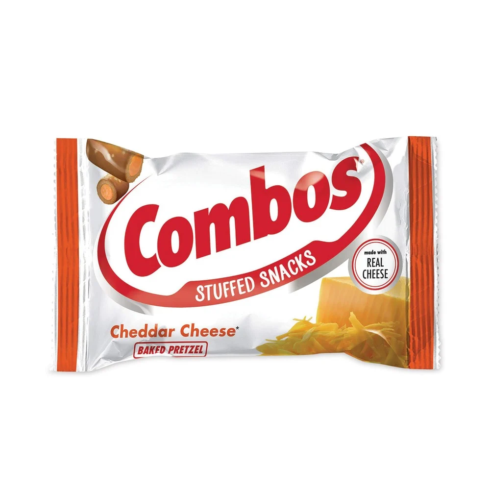 Combos 551138 1.8 oz. Bag Baked Snacks - Cheddar Cheese Pretzel (18/Carton)