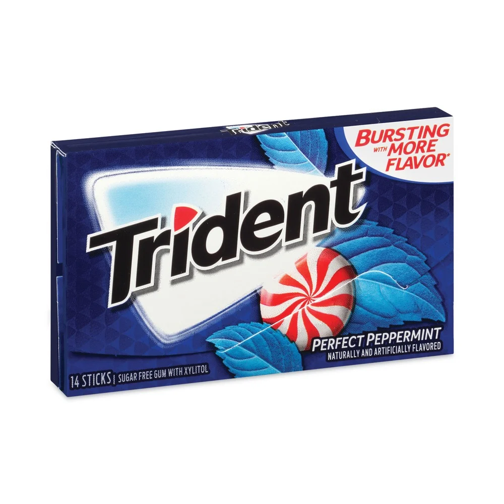 Trident 131469 Sugar-Free Gum - Perfect Peppermint (12/Carton)