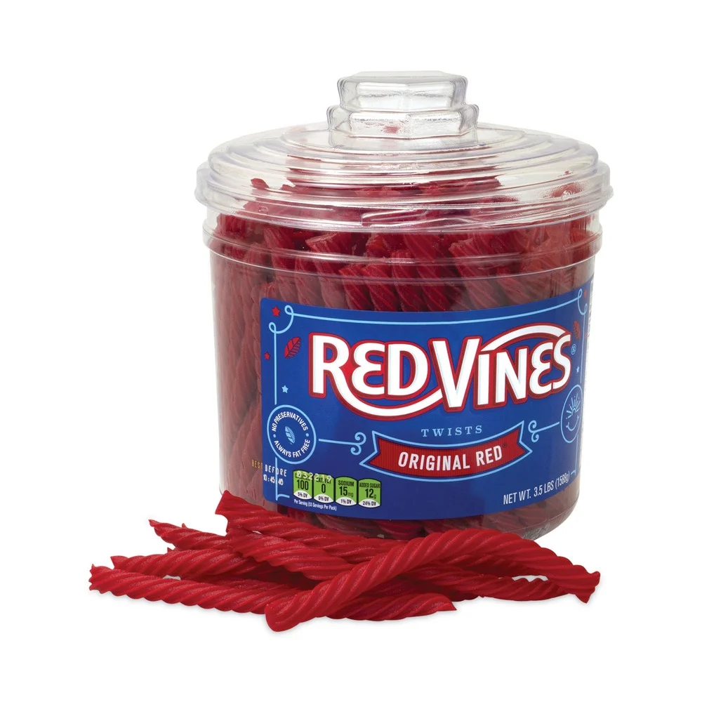 Red Vines 50106 3.5 lbs. Tub Original Red Twists