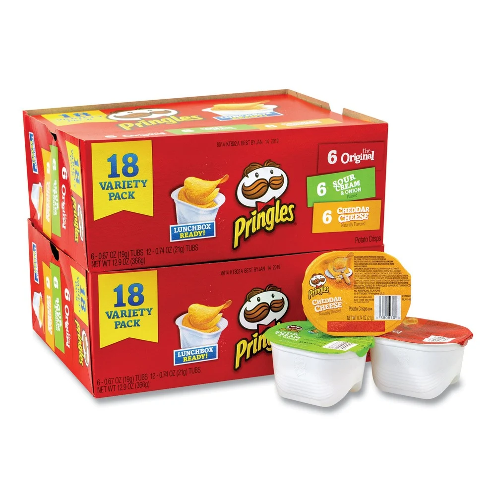 Pringles 84637 0.67 oz. Tub Potato Chips - Assorted (2-Boxes/Carton)