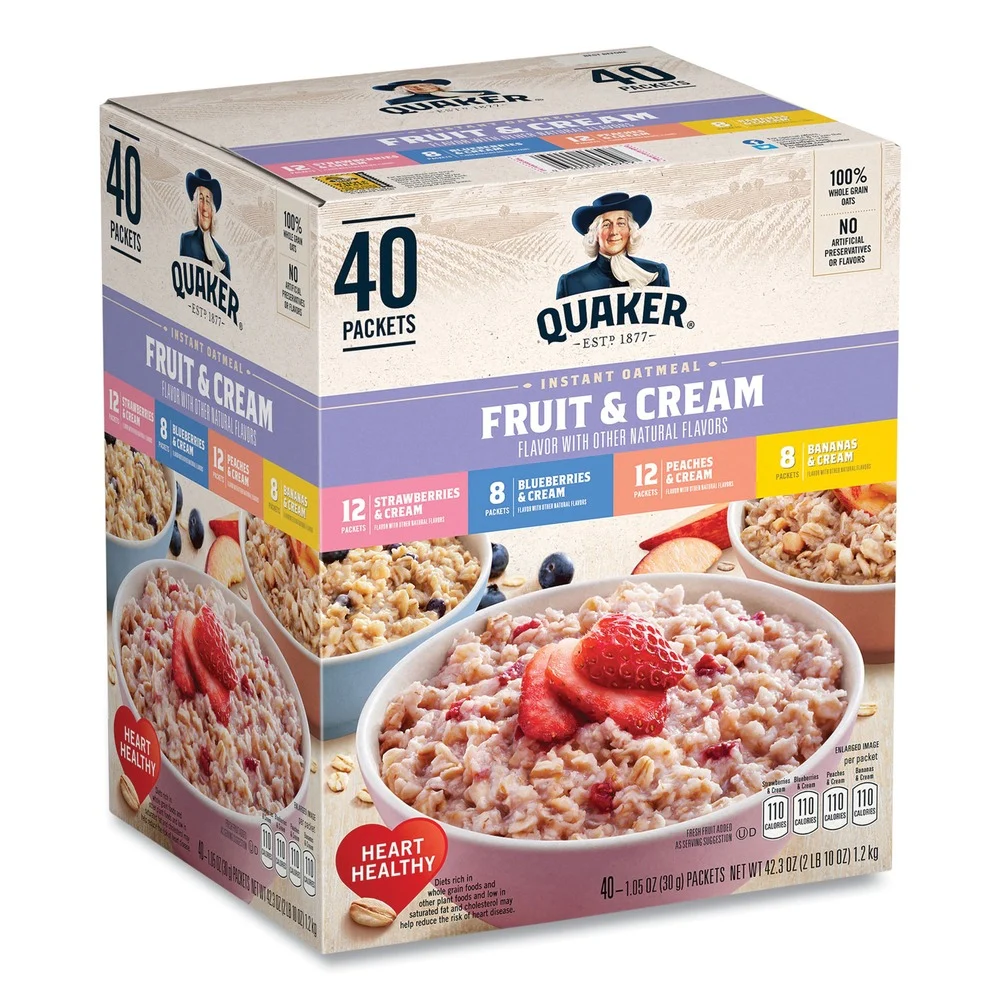 Quaker 12211 1.05 oz Instant Oatmeal - Assorted Varieties (40/Box)