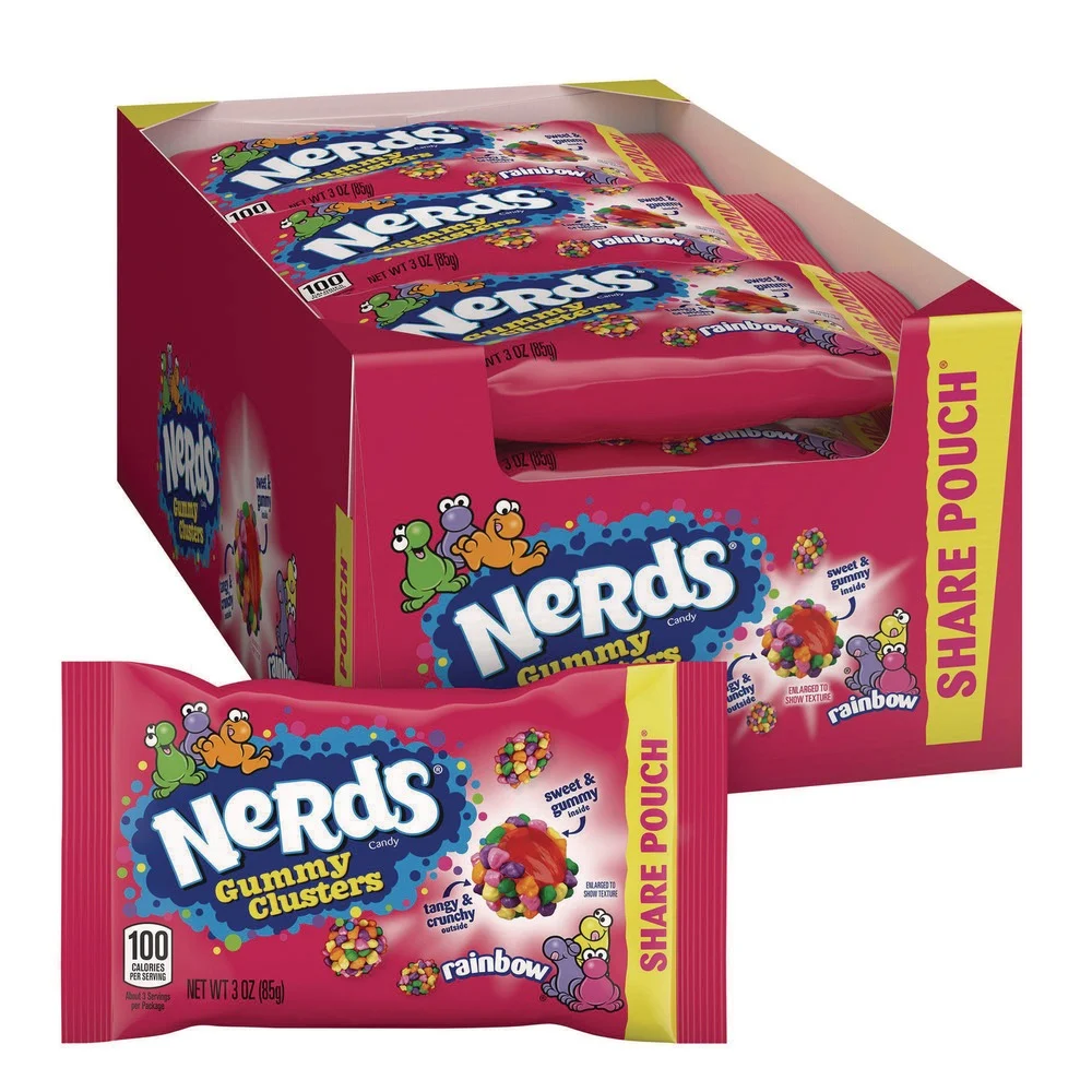 NERDS 079200249052 3 oz Rainbow Gummy Clusters Share Pack - Assorted Flavors (12/Carton)