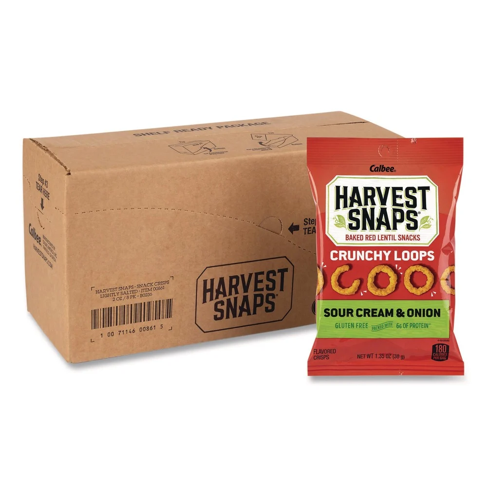 Harvest Snaps 071146008356 1.35 oz Crunchy Loops - Sour Cream and Onion (8/Box)