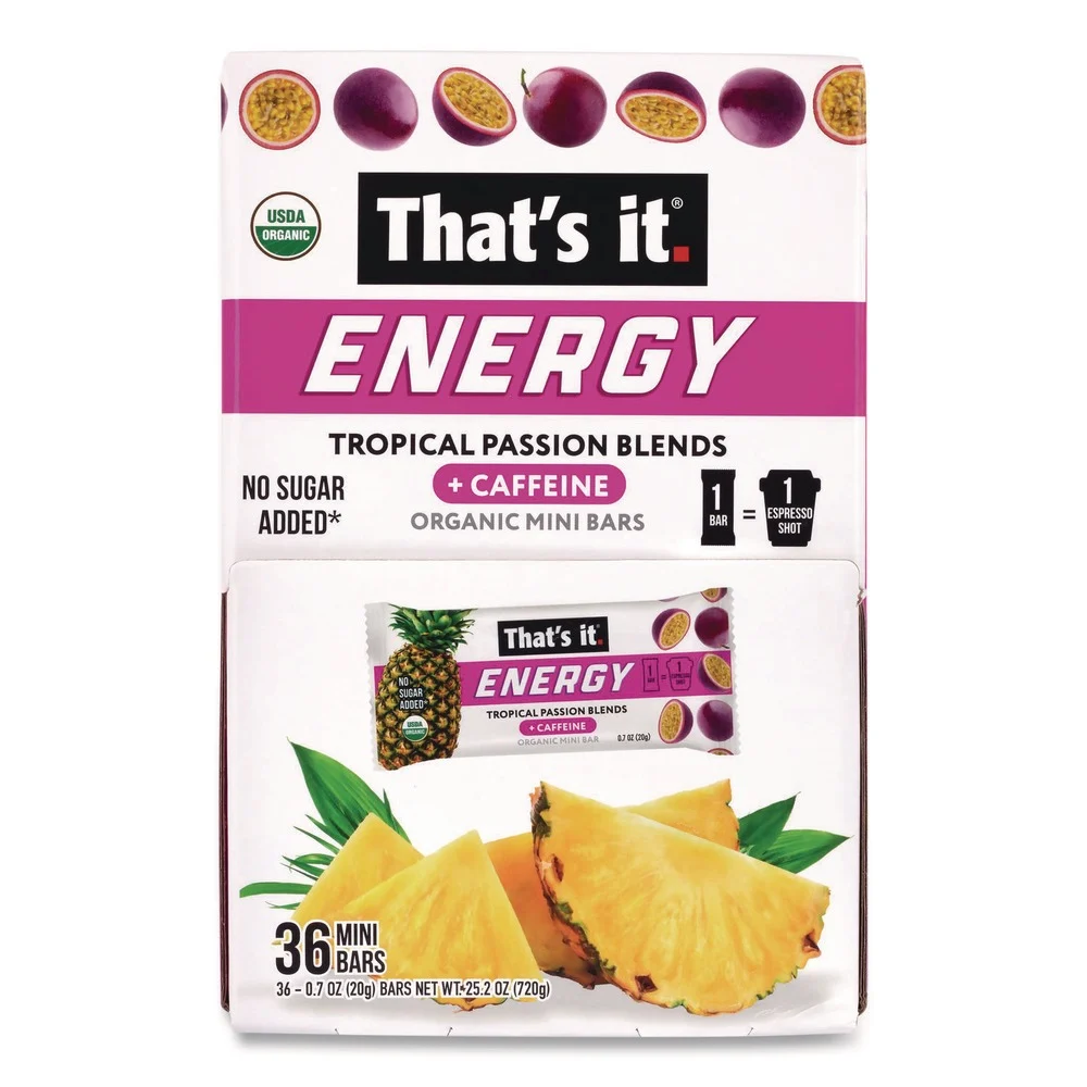 That's it. 810090991092 0.7 oz. Bar Organic Energy Bars - Tropical Passion Blend (36/Box)