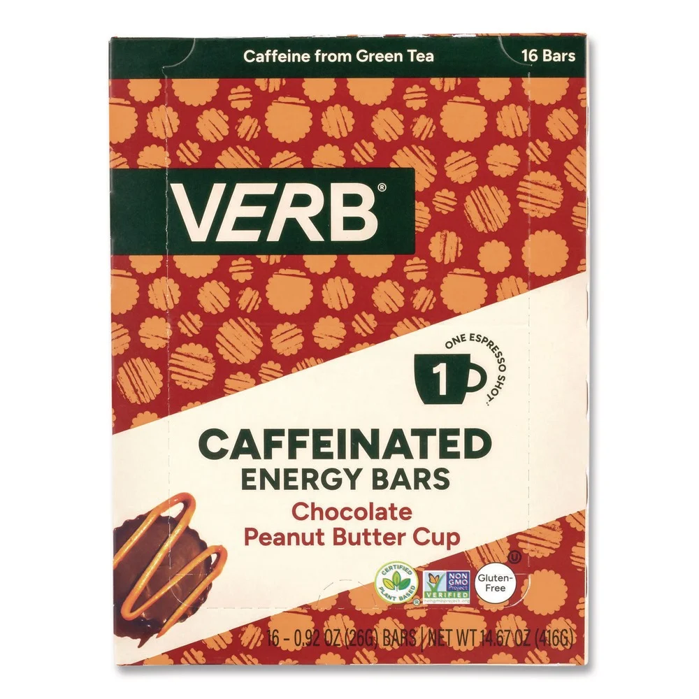 VERB Energy 0.92 oz. Bar Caffeinated Energy Bar - Chocolate Peanut Butter Cup (16/Box)