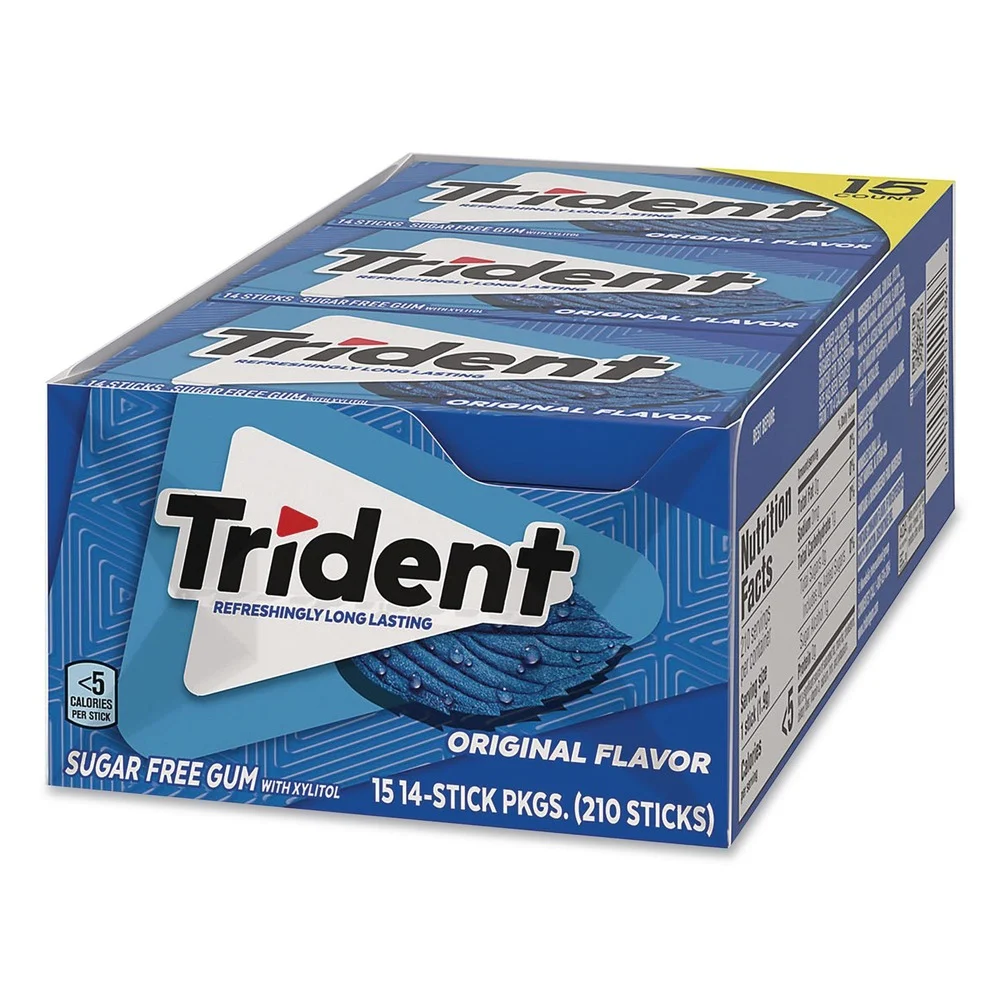Trident Sugar-Free Gum - Original Mint (15/Carton)