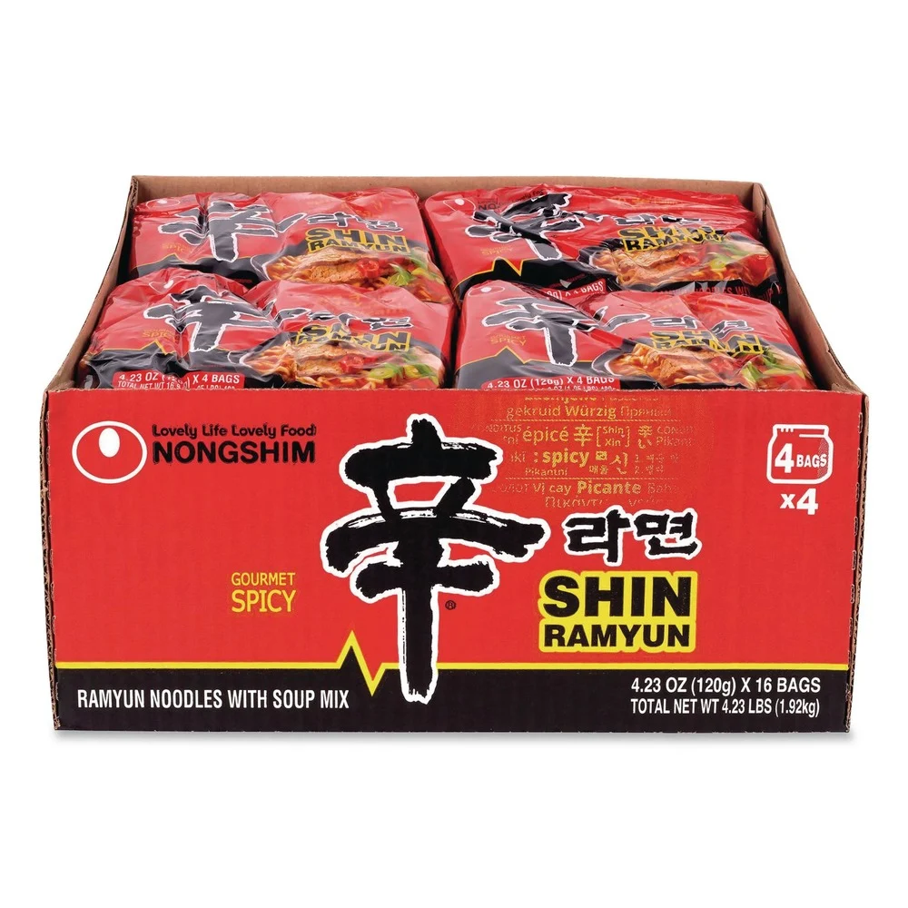 NONGSHIM 4.23 oz. Packet Gourmet Spicy Ramyun Noodle Soup - Spicy Chicken (16/Carton)