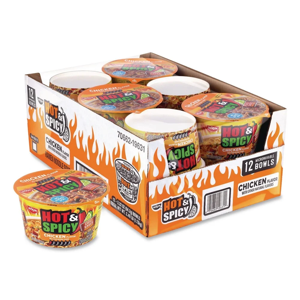 Nissin 3.32 oz. Bowl Hot and Spicy Soup Bowl - Chicken (12/Carton)