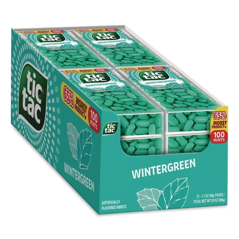 Tic Tac 392777 1.7 oz. Bottle Breath Mints - Wintergreen (12/Carton)