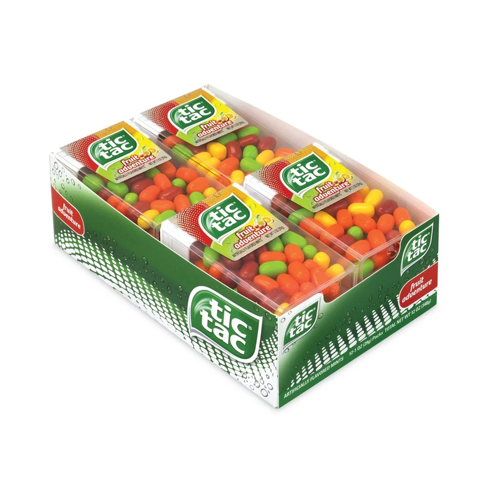 Tic Tac 392760 1 oz. Flip-Top Dispenser Fruit Adventure Mints (12/Carton)