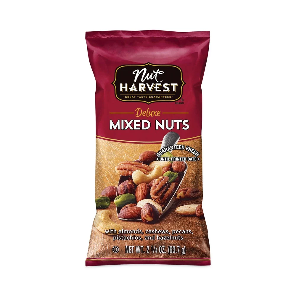 Nut Harvest 62190 2.25 oz. Pouch Deluxe Mixed Nuts (8/Carton)