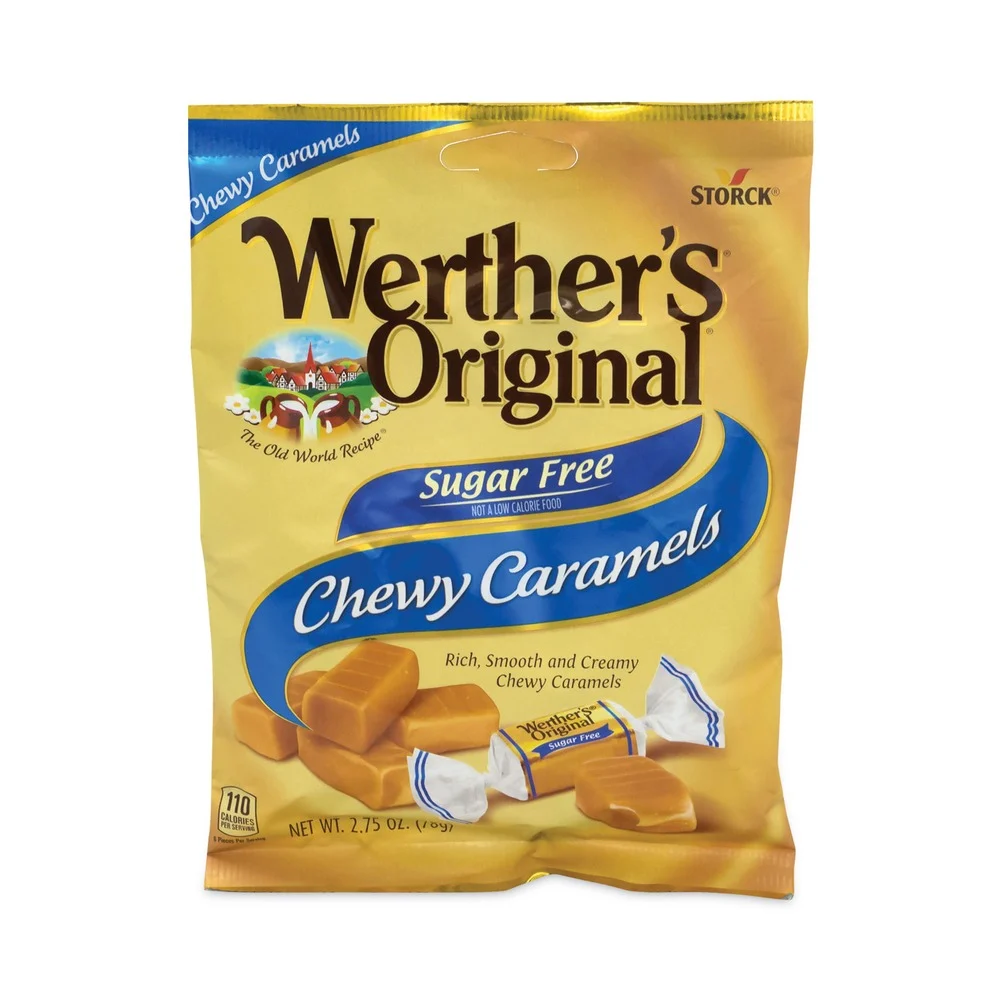 Green Rabbit 38279 2.75 oz Sugar-Free Chewy Caramel Candy - Caramel (3/Pack)