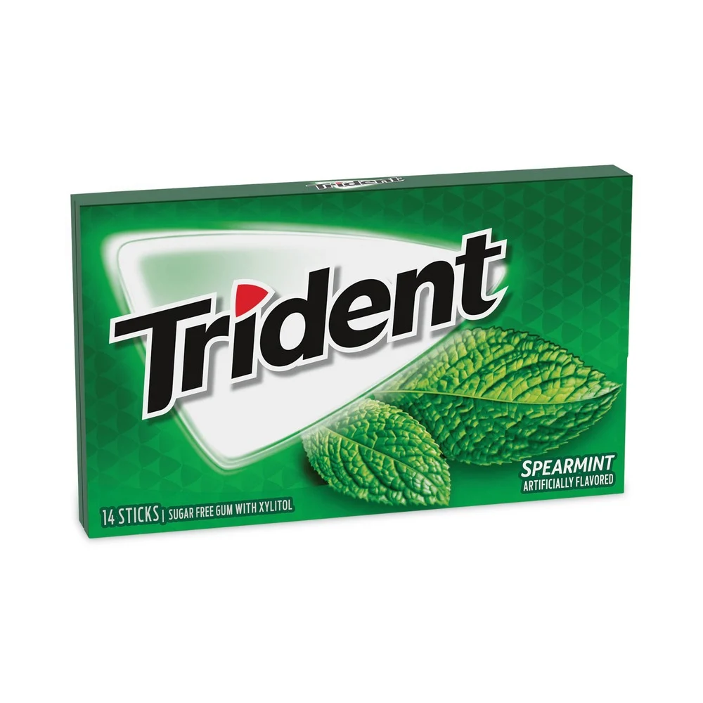 Trident 131109 Sugar-Free Gum - Spearmint (12/Carton)