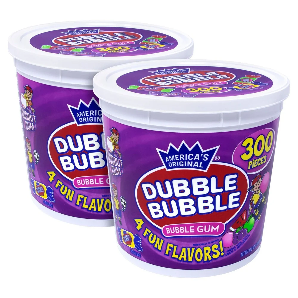 Dubble Bubble 810128792028 0.16 oz Bubble Gum Assorted Flavor Twist Tub (600/Carton)