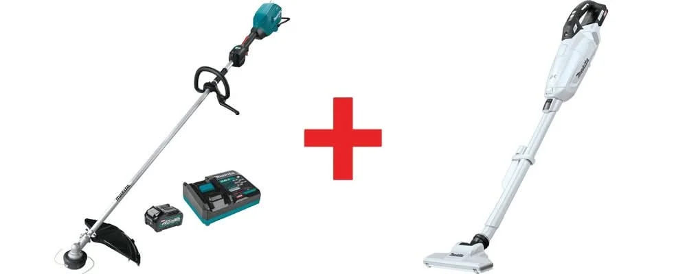 Makita 40V max XGT Brushless 17" String Trimmer Kit (4.0Ah) with 4-Speed Compact Stick Vacuum