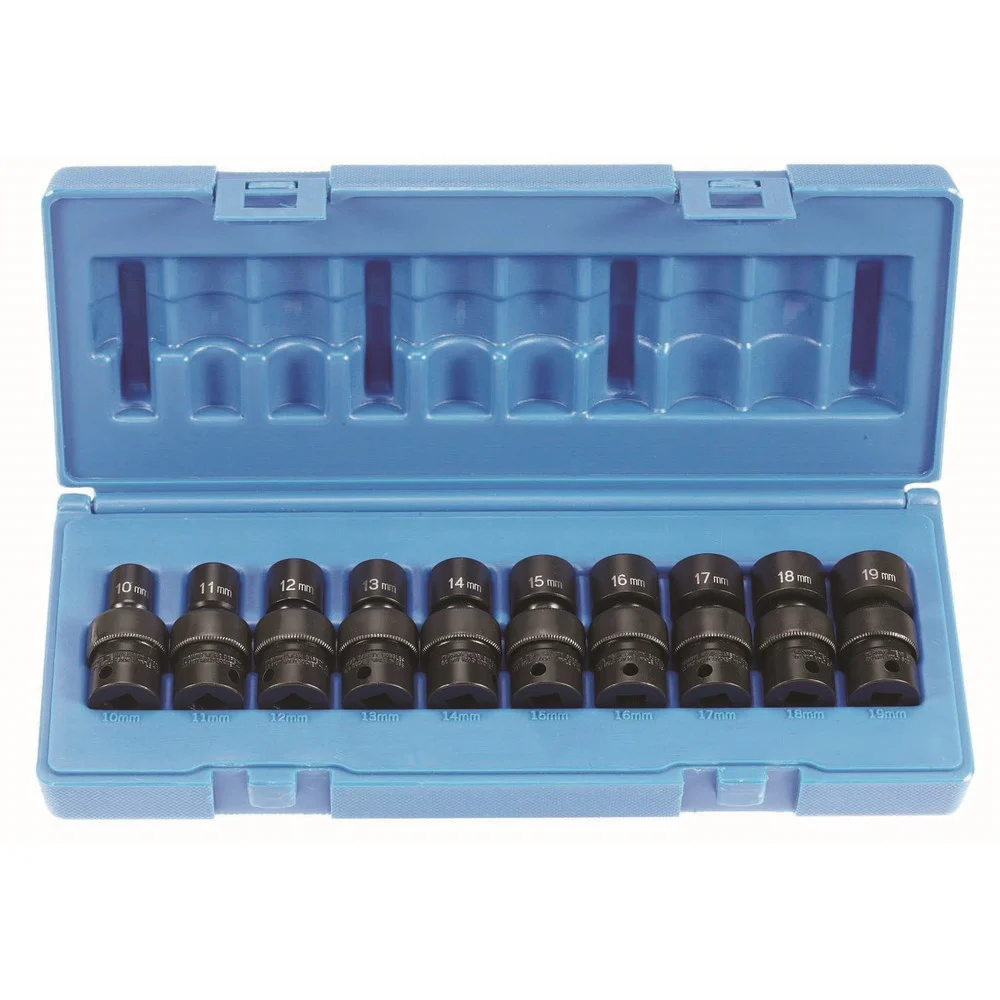 Grey Pneumatic 10-Piece 3/8 in. Drive Semi-Deep Metric Universal Socket Set