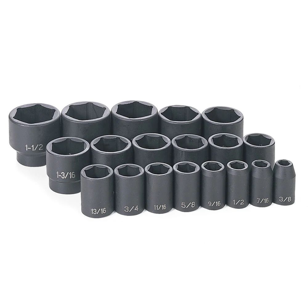 Grey Pneumatic 19-Piece 1/2 in. Drive 6-Point SAE Master Standard Impact Socket Set
