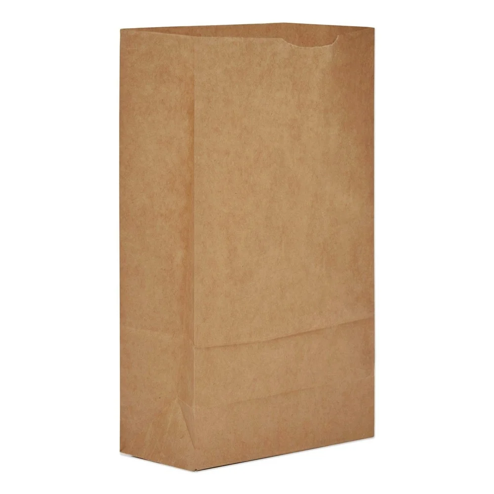 Ross & Wallace Paper Products 5.88 in. x 3.63 in. x 11 in. #6 Size Grocery Paper Bags - Kraft (2000/Bundle)